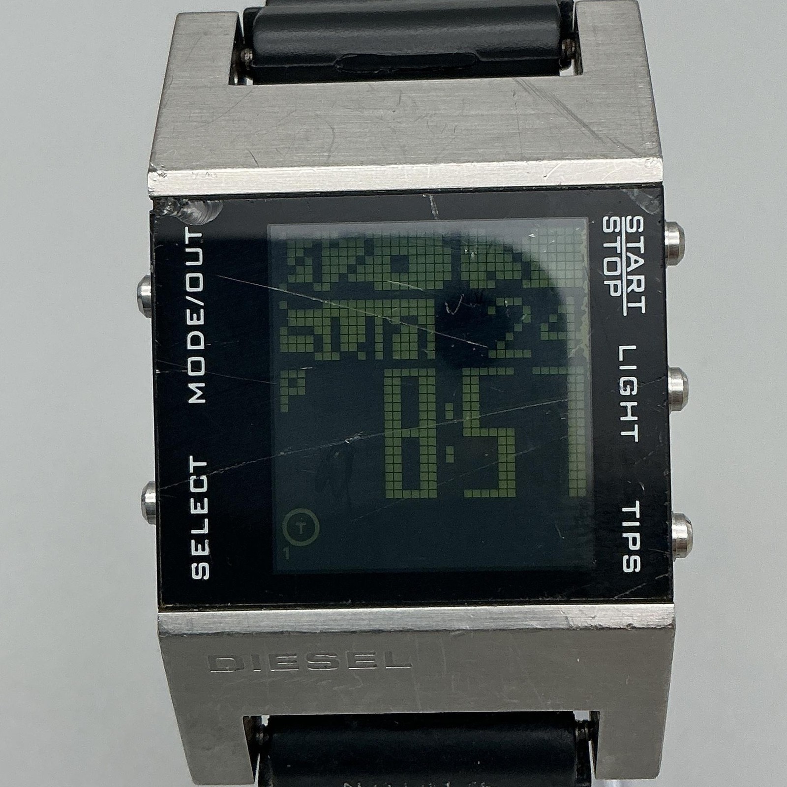 Diesel DZ-7023 Mens Watch 33mm Black Digital Backlight Chronograph New Battery