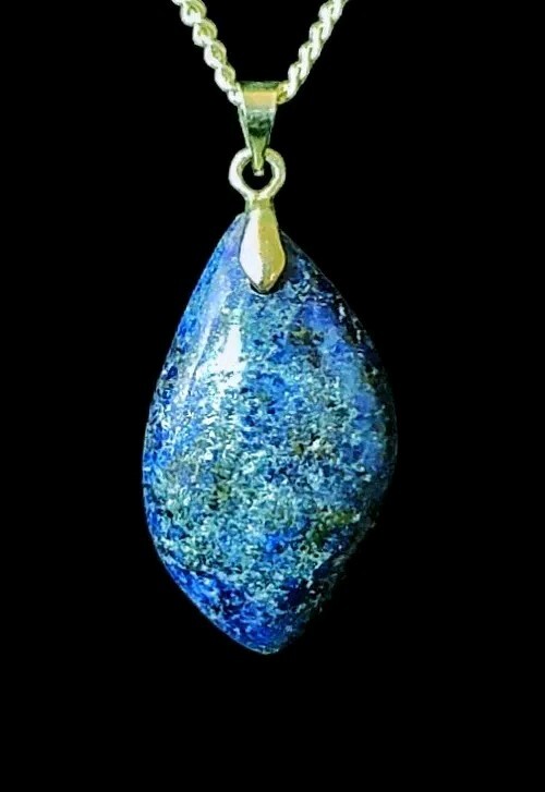 20″ x 1mm Sterling EP Chain w 42mm x 18mm Copper Lapis Lazula Pendant. Beauty!