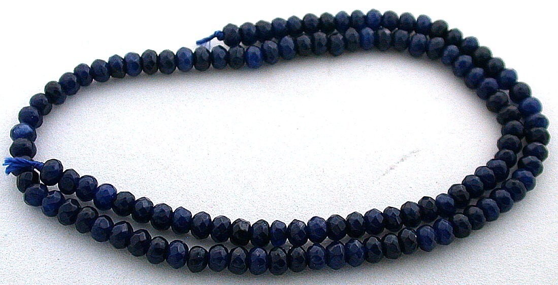 54 Carat 2 x 4.5mm Natural Medium To Dark Blue Sapphire Faceted Bead EBS9467