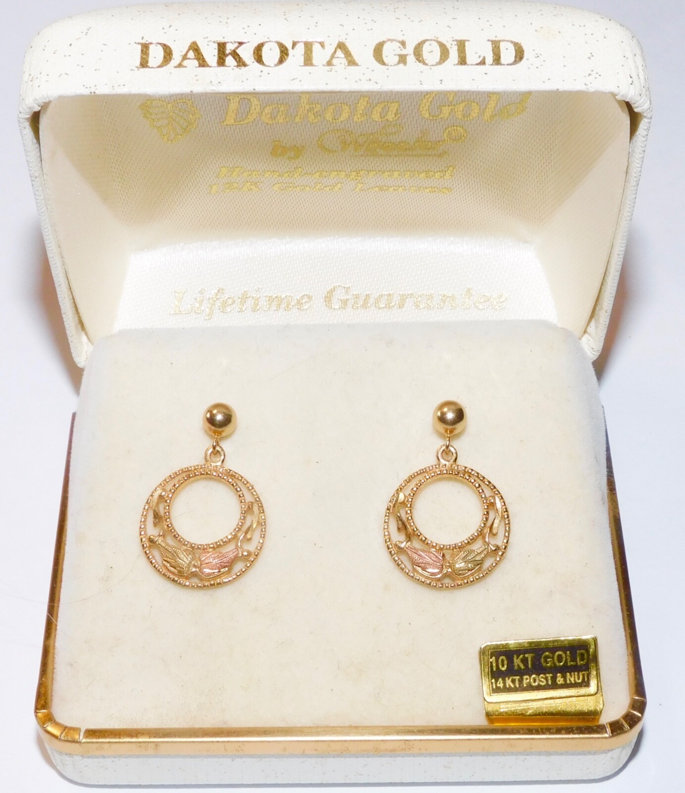 Black Hills Gold 10k 12k Dakota Gold Drop Leaves Earrings