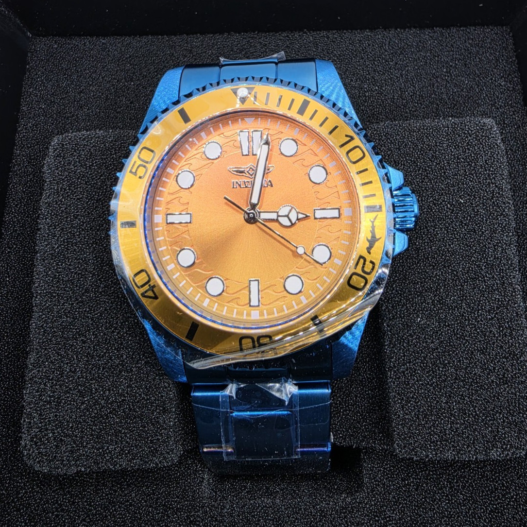 Invicta Pro Diver Men 43mm Stainless Steel Blue Brown+Yellow+Gradient Dial Pc21