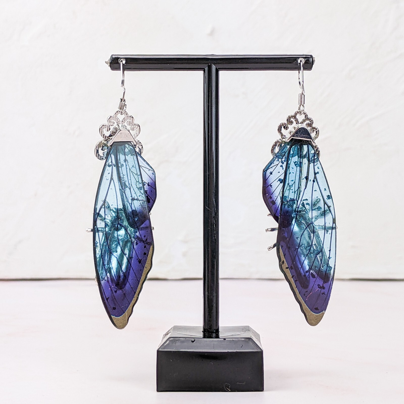 f40g Locust wing & locust earrings jewelry curiosities oddities insect cicada