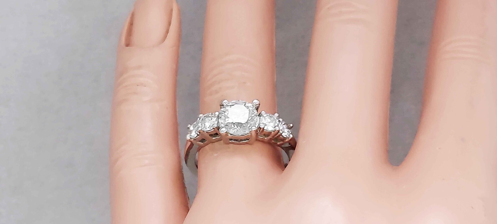 1.90Ct Genuine Natural 5 Round Diamond Engagement Ring In Solid 14K White Gold