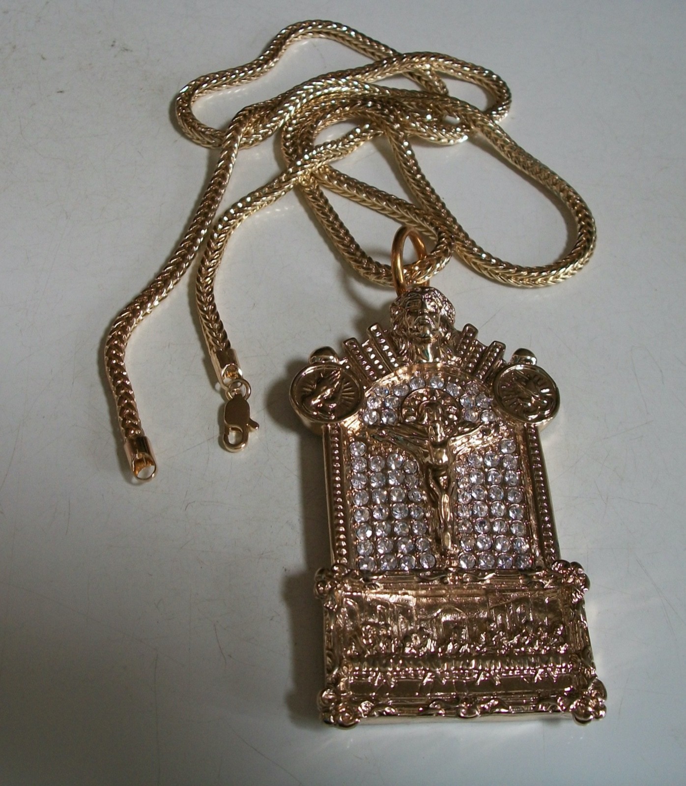 Men’s Gold Finish Stone Fashion Last Supper Dressy Hip Hop Chain & Charm