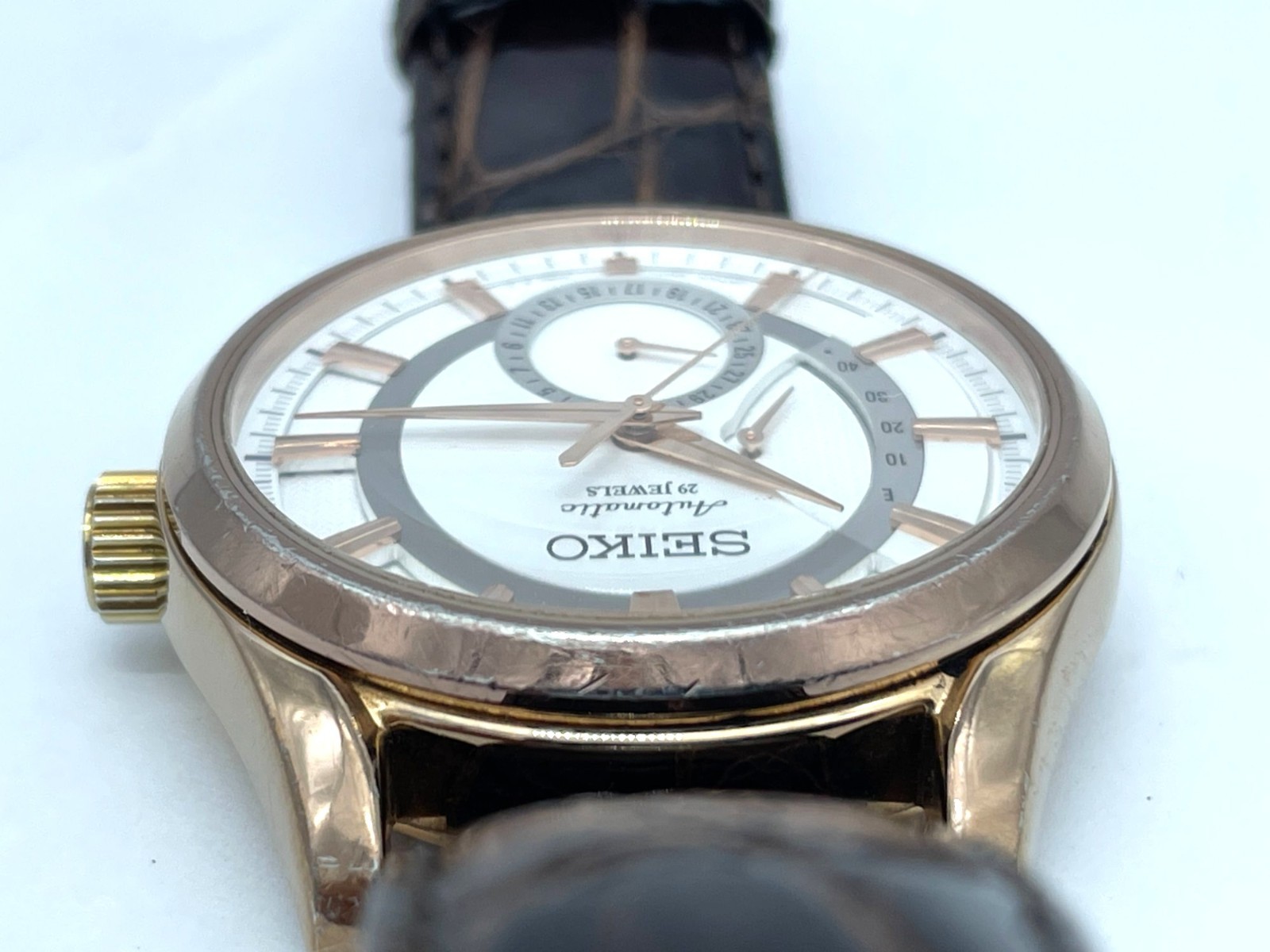 Near MINT SEIKO PRESAGE Automatic Watch Rose Gold 6R27-00B0 SARW004 New Band