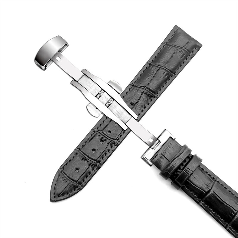 Correa De Reloj De Piel De Becerro AutéNtica Pulsera Con PatróN De Cocodrilo