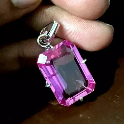 Certified 53.5 Ct+ Natural Pink Sapphire 925 Silver Pendant Loose Gemstone A+