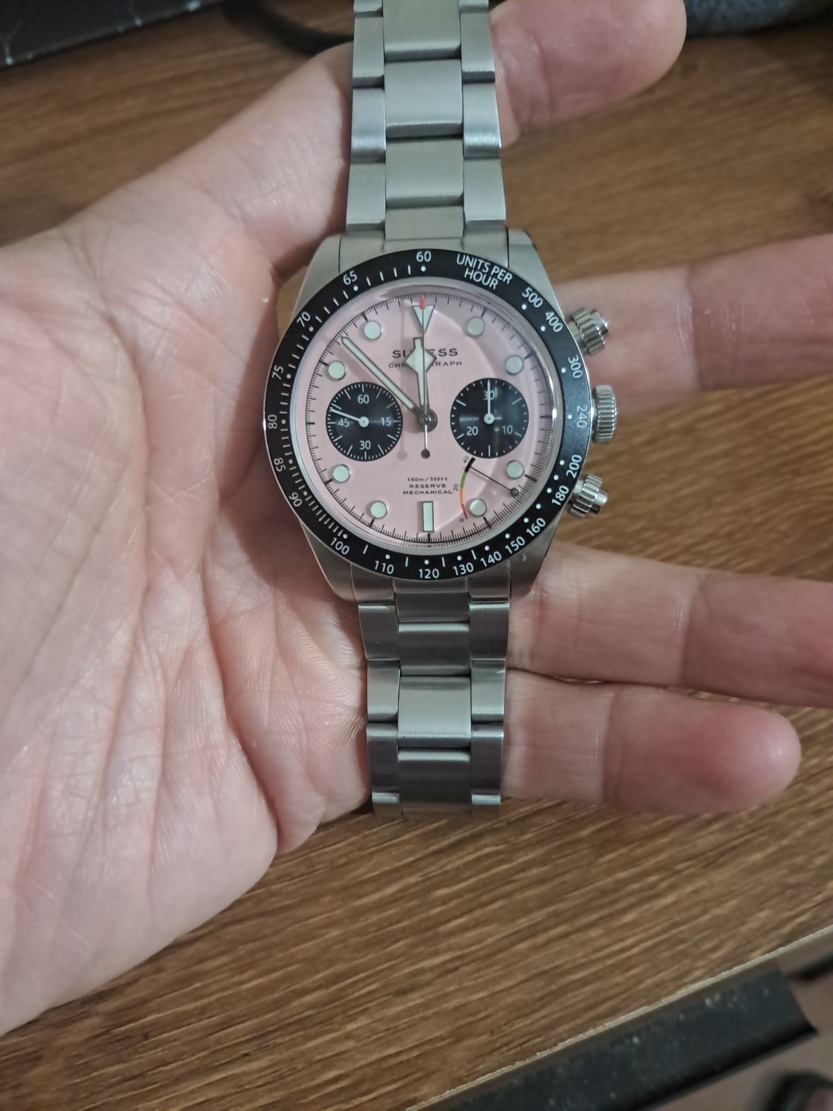 Seagull Sugess ST1907 Panda 41mm Pink Chronograph 1963 In Great Condition!