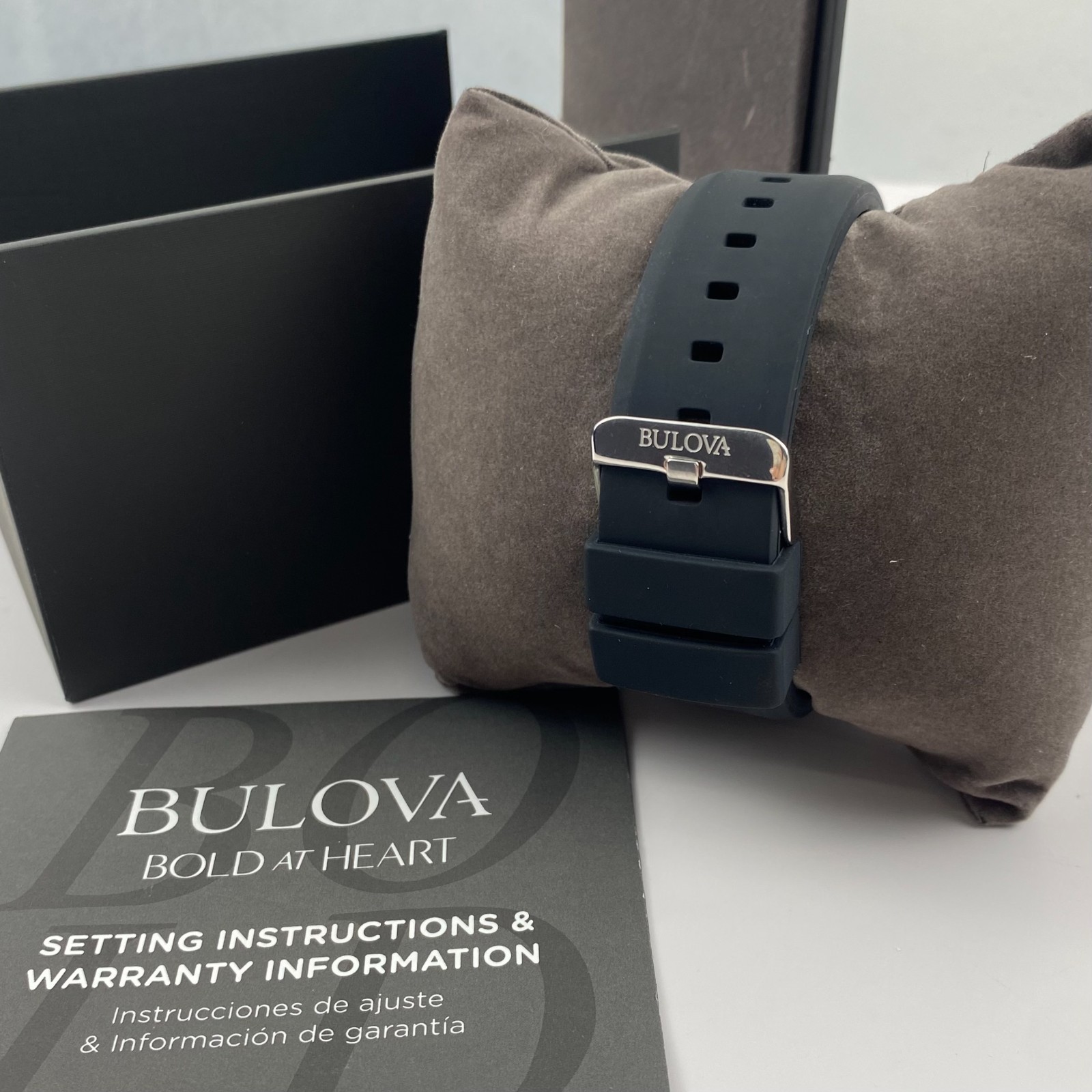Bulova Marine Star 98B258 Quartz Blue Dial Black Rubber Strap Men’s Watch 44mm
