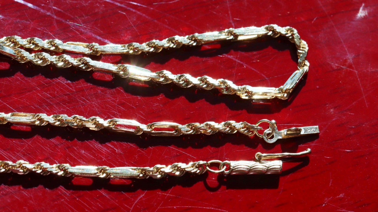 14k yellow gold necklace 20.0″ Figarope chain vintage 7.90gr N3637 Fortunoff