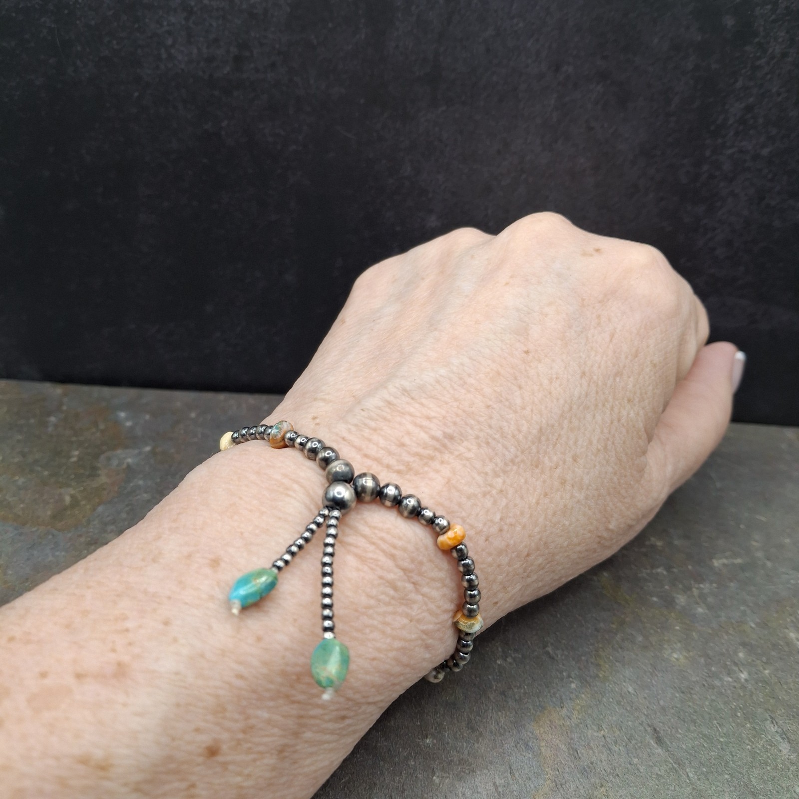 Sonoran Gold Turquoise Spiny Sterling Silver Navajo Pearl Southwestern Bracelet