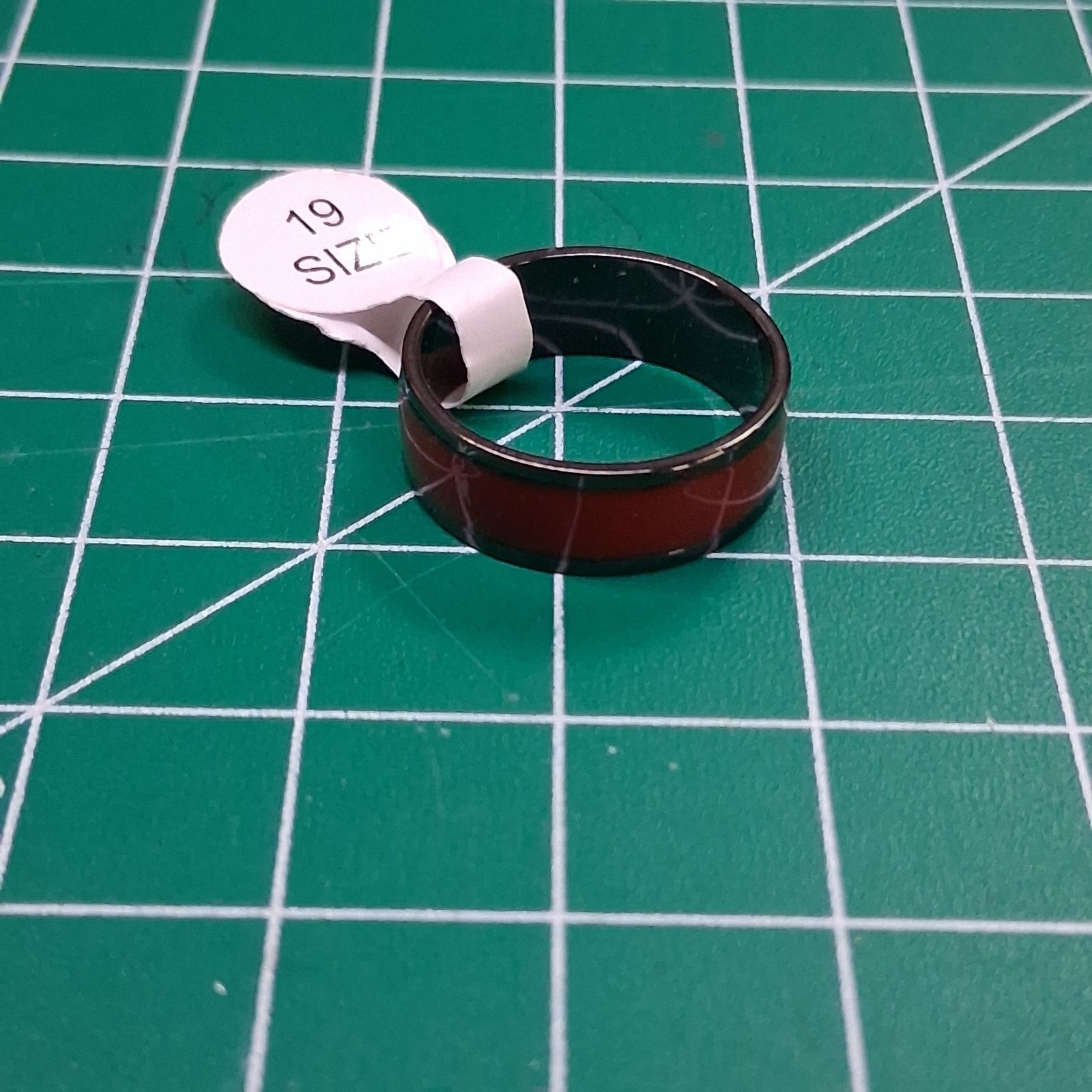 Black Stainless Steel Size 8.75 Maroon Accent Band Ring