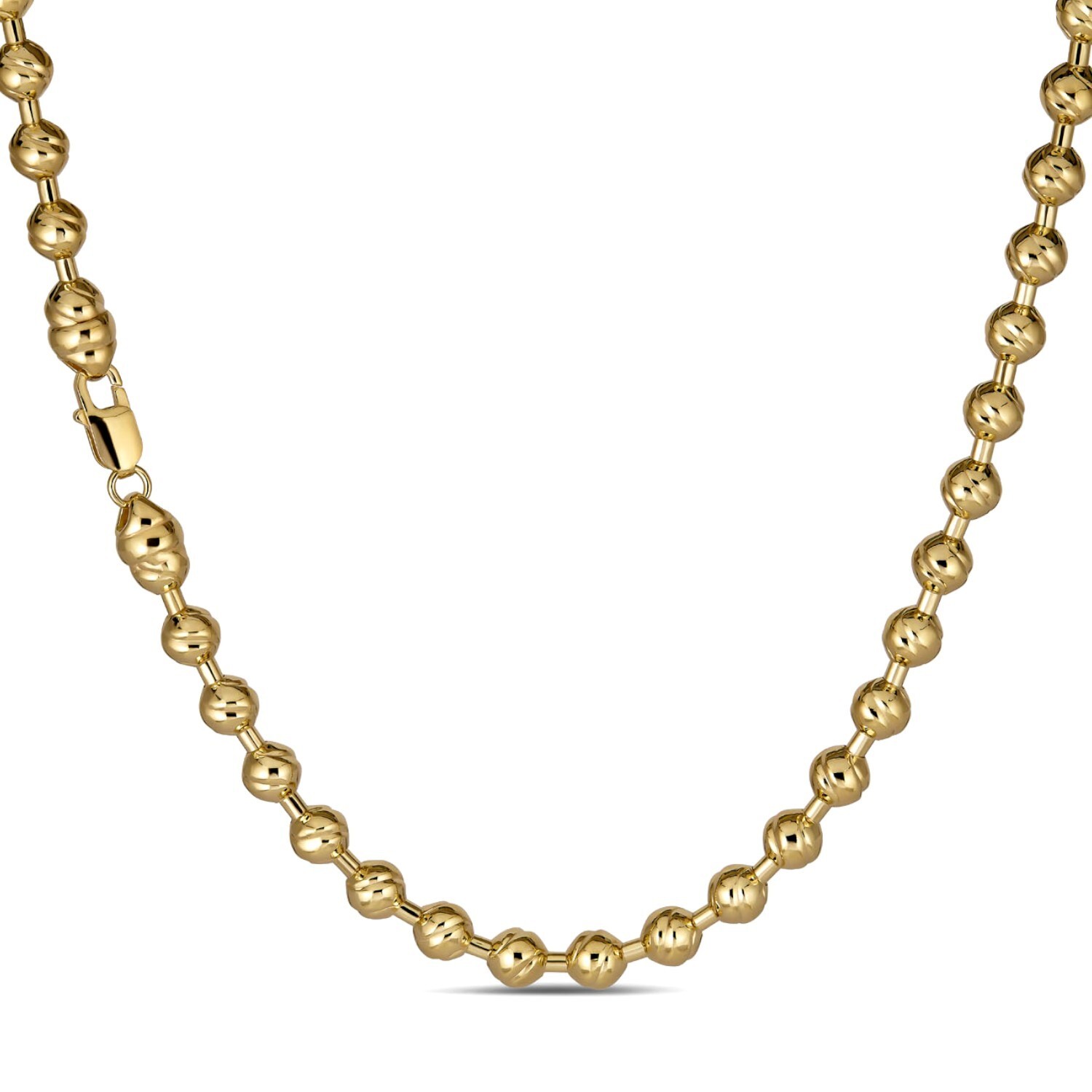 6mm Ball Bead Chain Moon Cut Dog Tag Mens Necklace 14k Gold Over 925 Silver