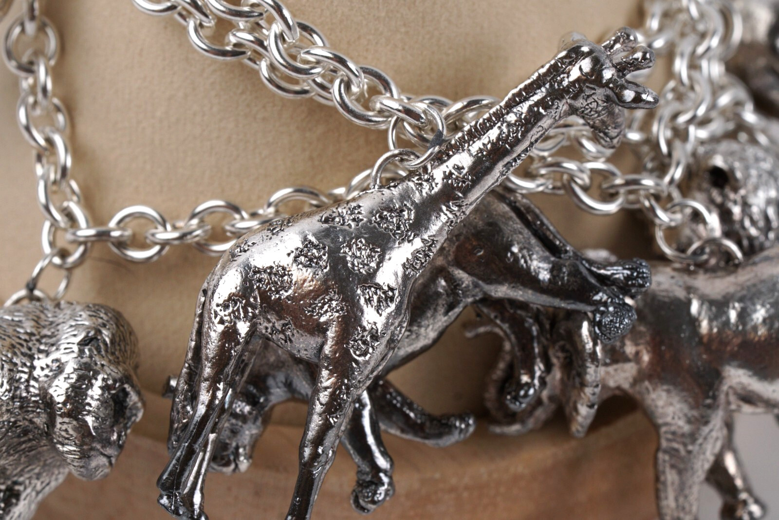 Susan Cummings Endangered Species African Animal Sterling Silver CharmBracelet