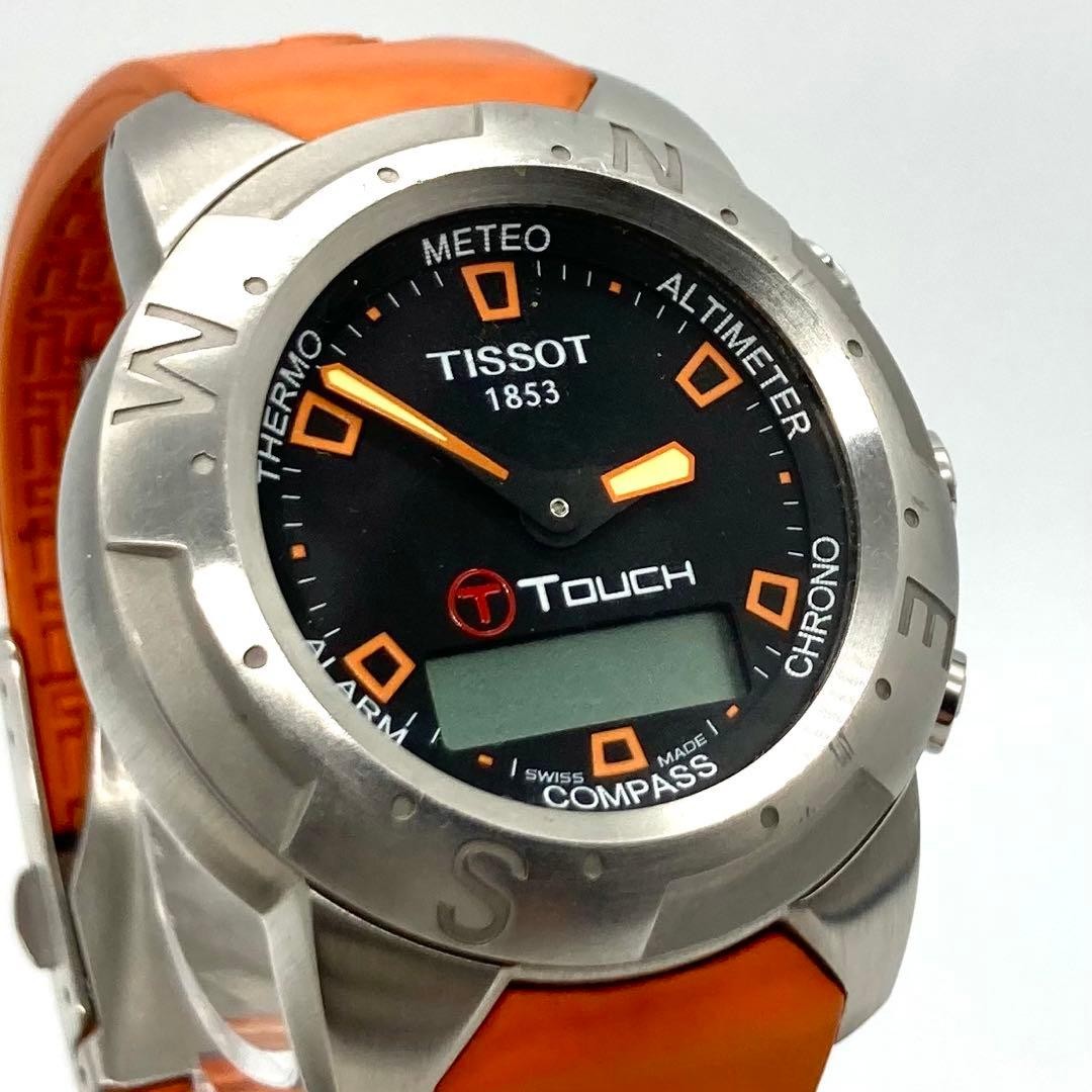 Tissot T-Touch QZ Orange Mens Quartz Watch Japan Non-Working 075870