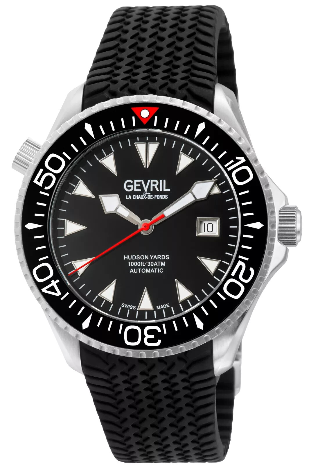 Gevril Men’s 48800R Hudson Yards Diver Swiss Automatic SW200 Ceramic Bezel Watch