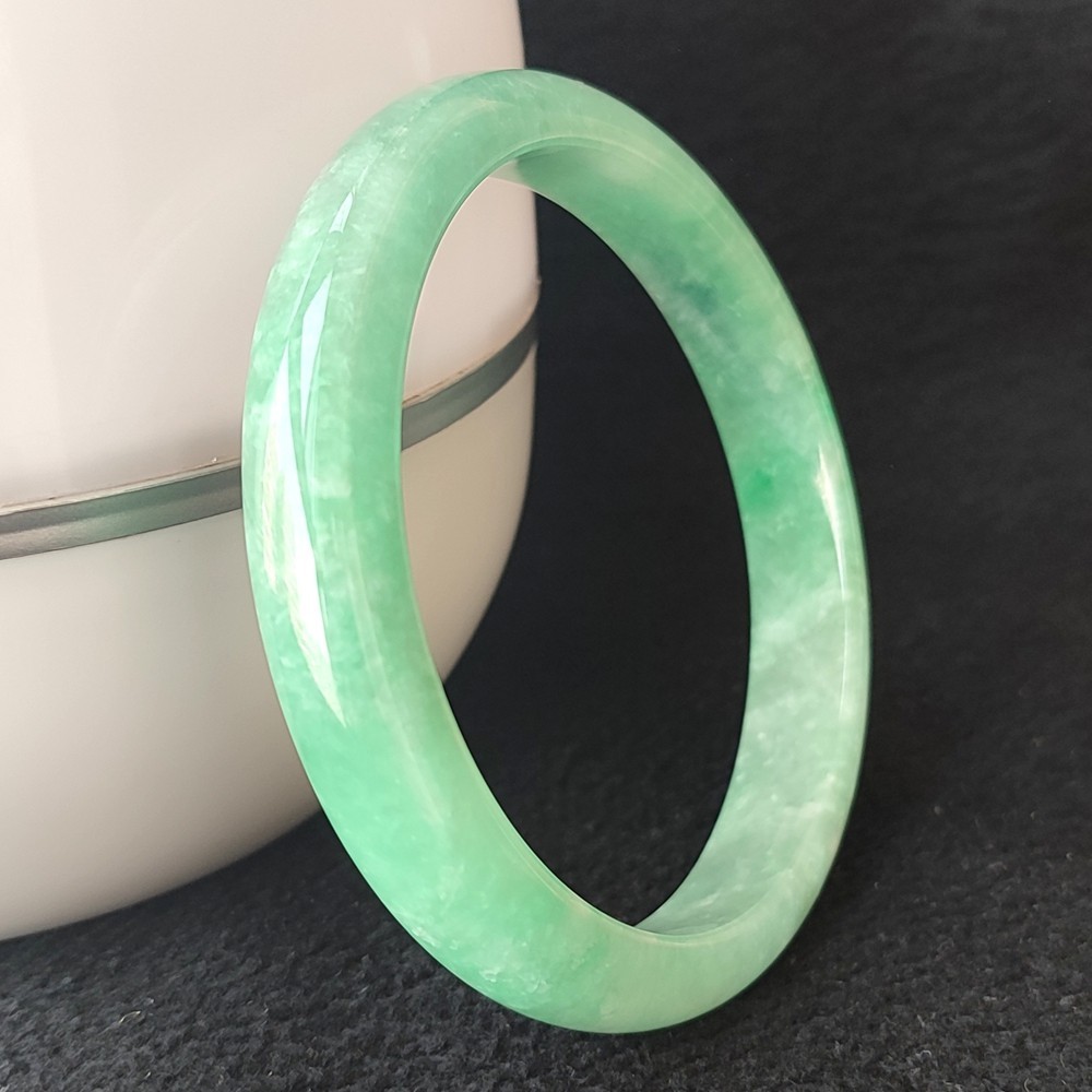 Certified Grade A Green 64mm Natural Burma Jade jadeite Bangle Bracelet 3965