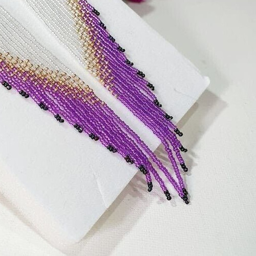 Tribal Earrings Native Large Boho American Seed Beads Handmade Earring