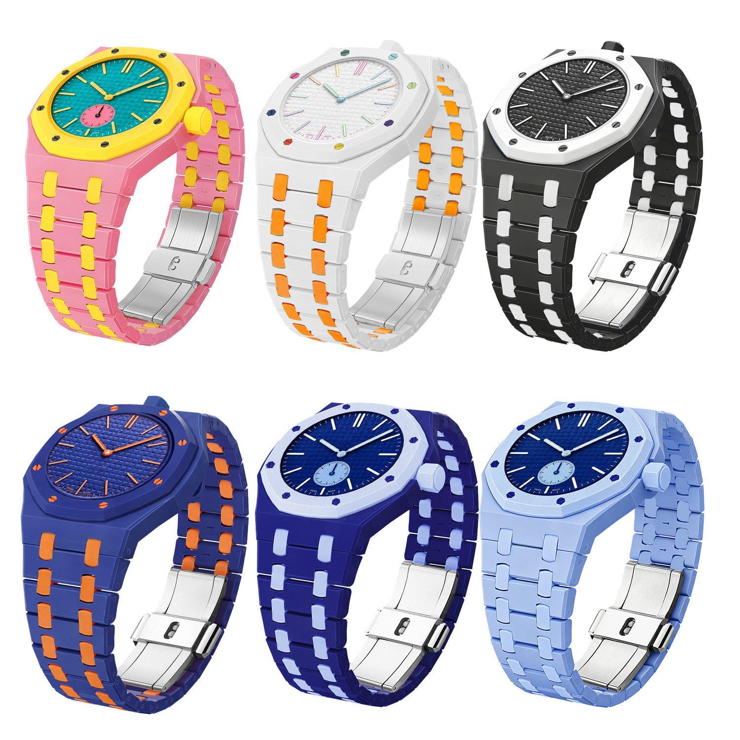 Luxury Bioceramic Case Band Mod Kit For Swatch X AP Royal Pop Watch Pre-Sale
