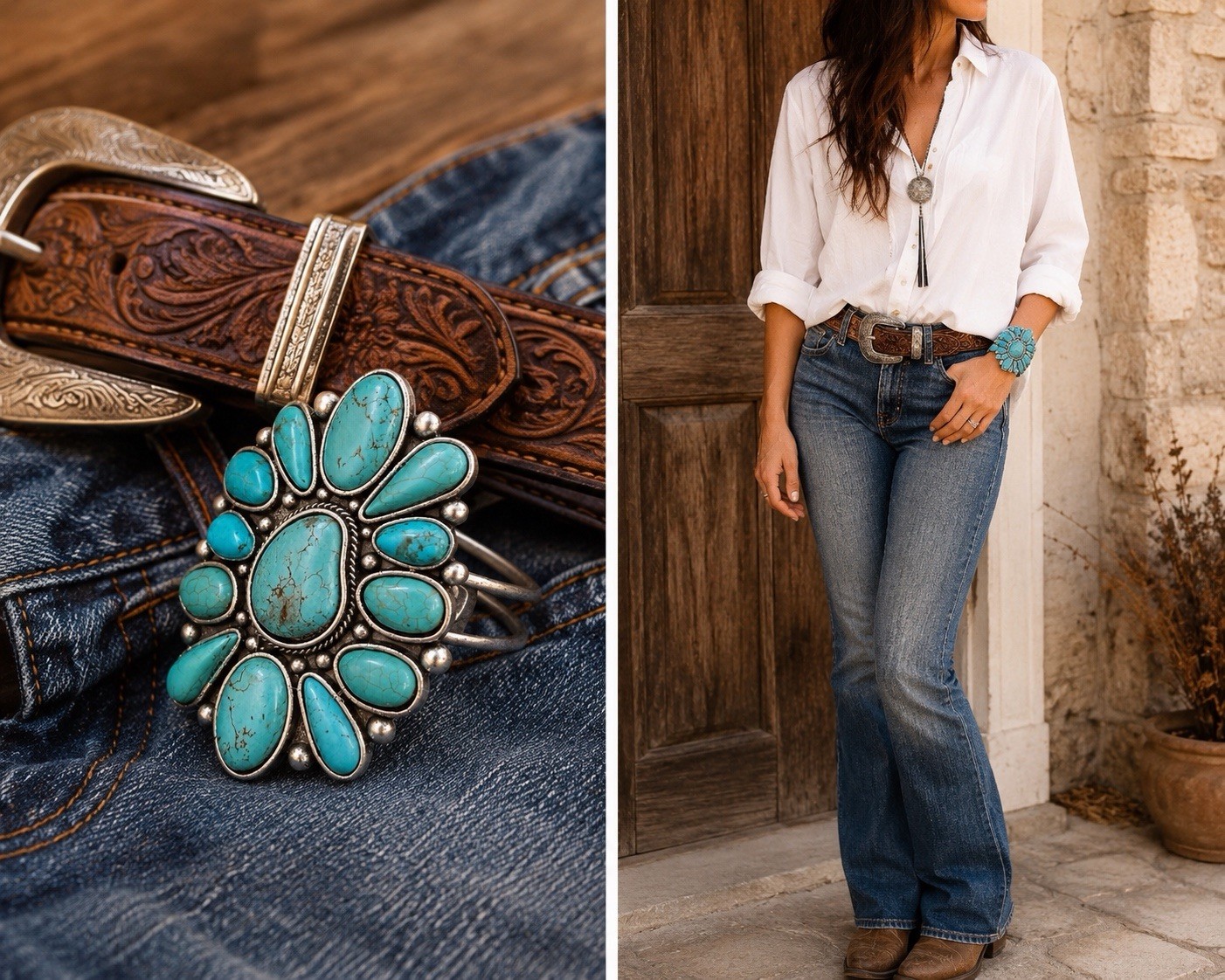 Western Turquoise Cuff Bracelet | Large Statement Cuff
