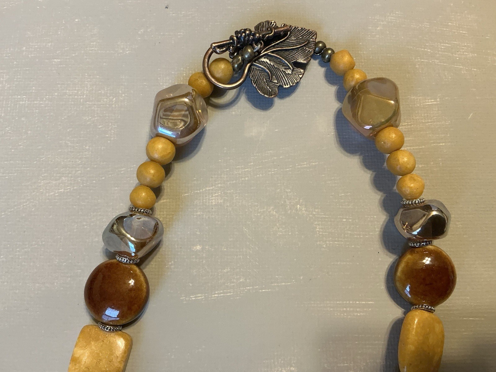 Chunky Stone Statement Necklace Earrings Set Earthy Boho Artisan Beaded Mixed