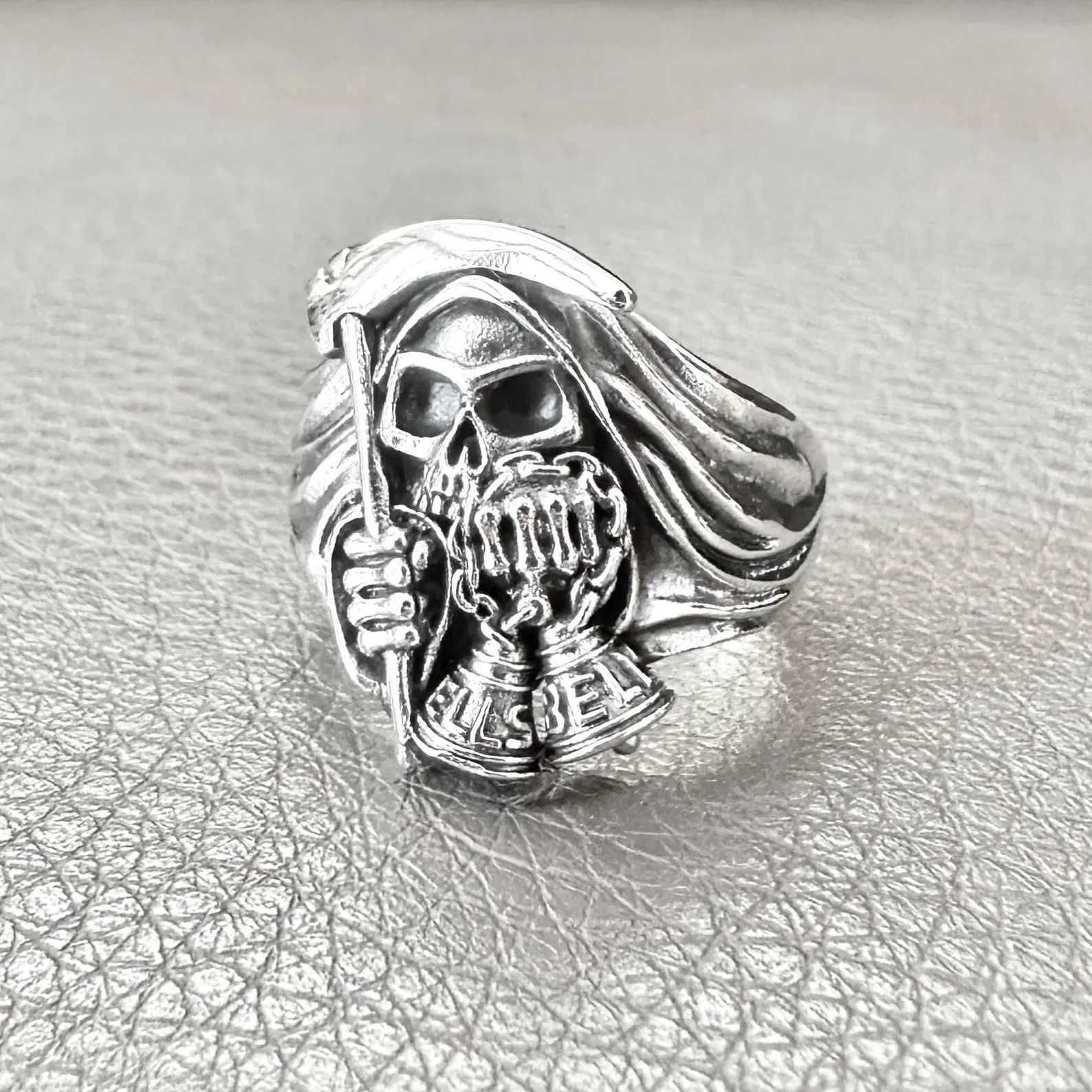 Handcrafted 925 Sterling Silver Grim Reaper God of Death Gothic Biker Punk Ring
