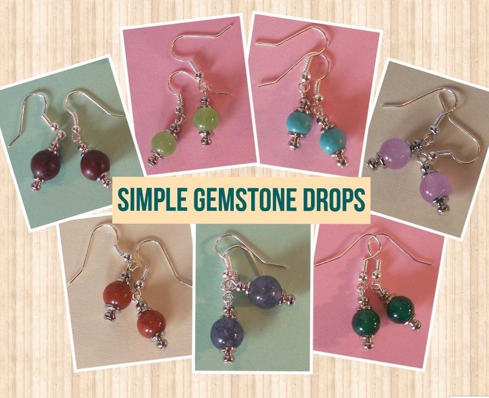 GEMSTONE drops fish hook earrings handcrafted YOU CHOOSE