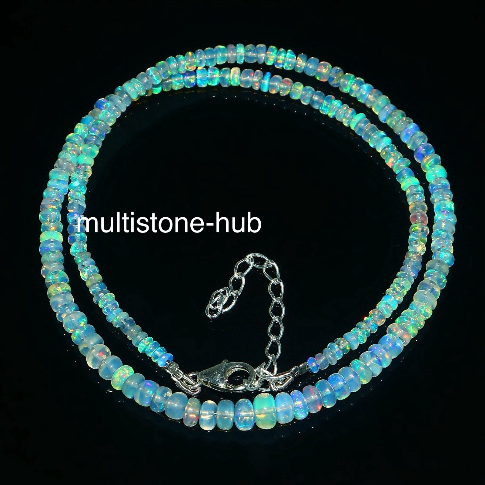 Natural Ethiopian Welo Fire Opal Rondelle Beads Gemstone Necklace 16 Inches