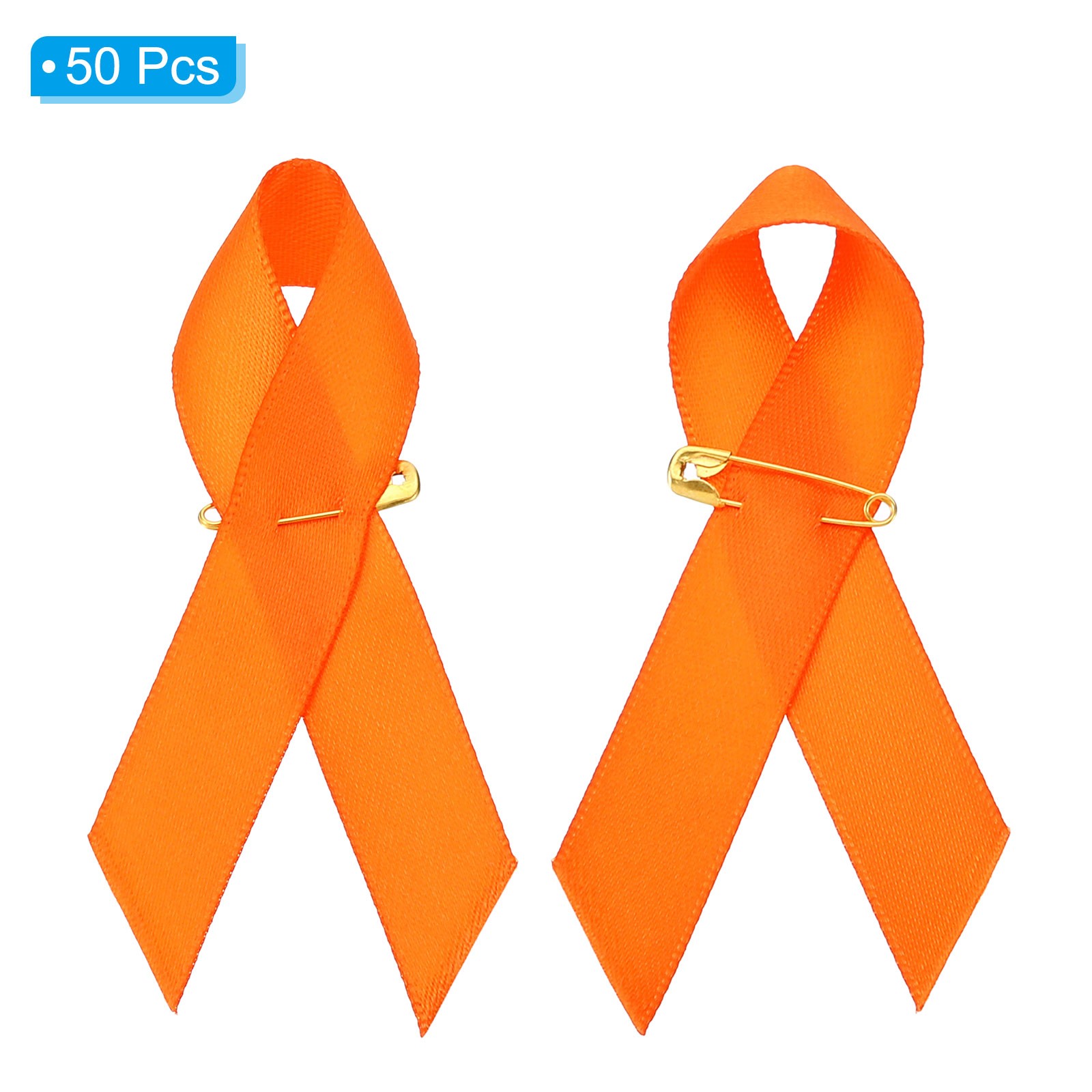50 Pieces Orange Polyester Ribbon Satin with Safety Pins