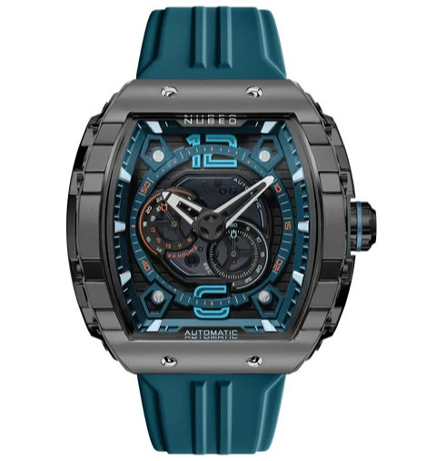 Nubeo Magellan Retro Blue 24HR Automatic Watch