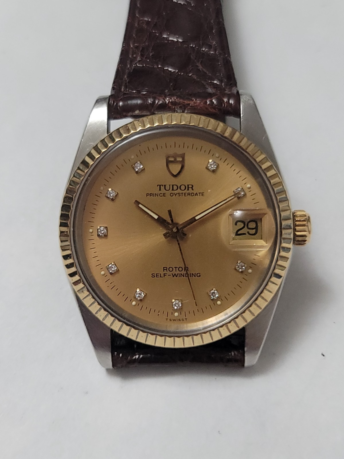 Vintage Tudor Prince 18k /SS Diamond Dial Automatic Date 34MM Men’s Watch 74033