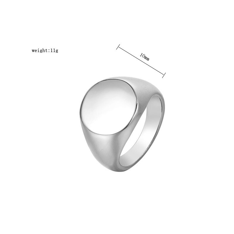 Men Women Gold Stainless Steel Round Signet Ring Band Wedding Jewelry Size 6-12