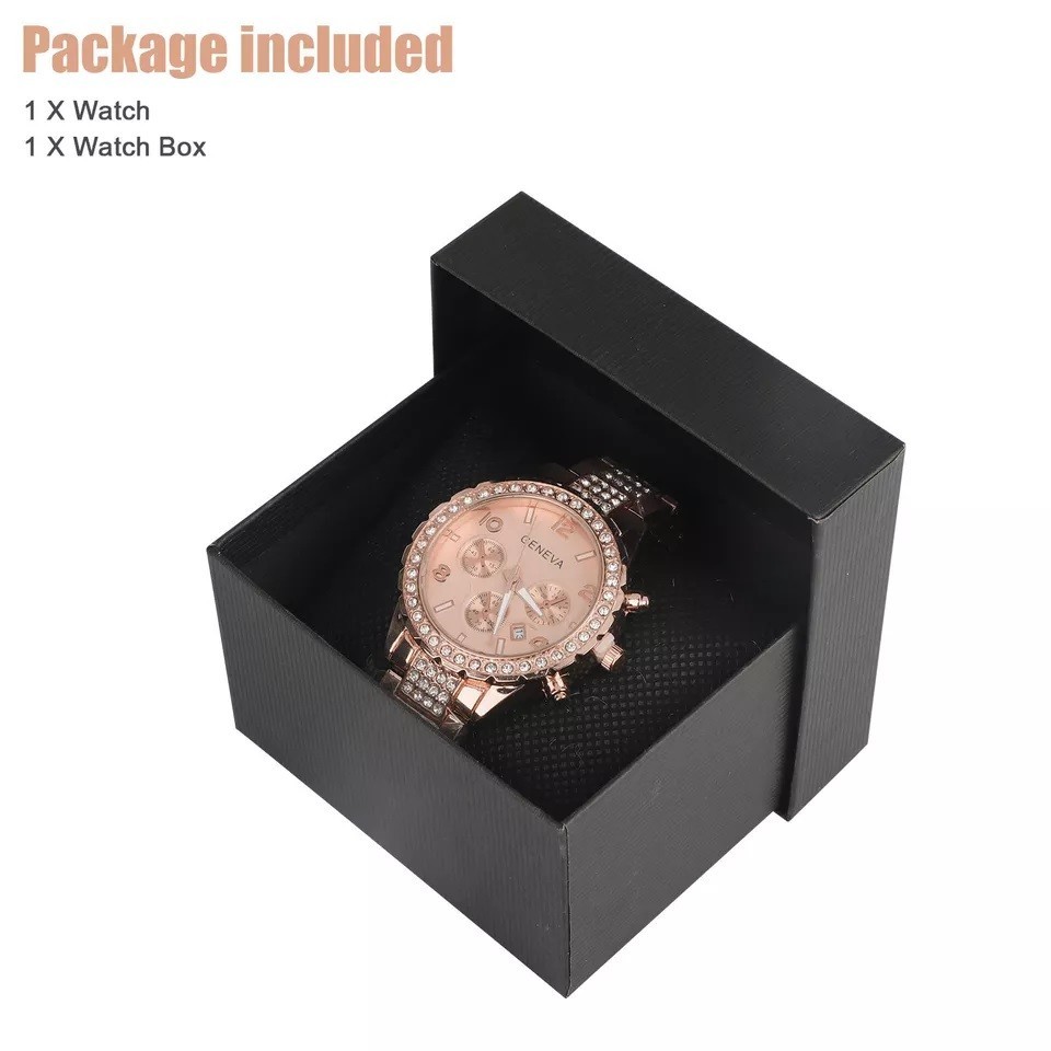 Reloj cuarzo para mujer,oro rosa,impermeable,clásico,acero inoxidable,cristal.