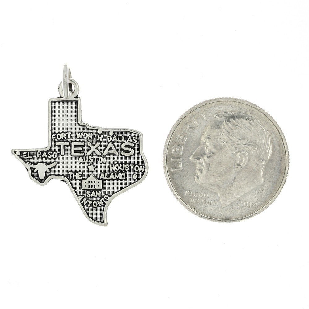 Sterling Silver Texas State Map Charm or Pendant
