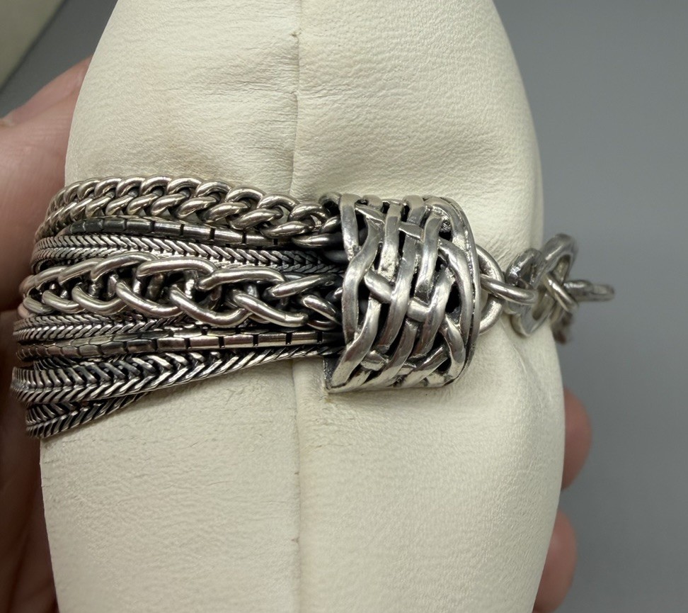 Silpada B1702 Talk of the Town Multi Strand Sterling Silver Bracelet Retired 8”