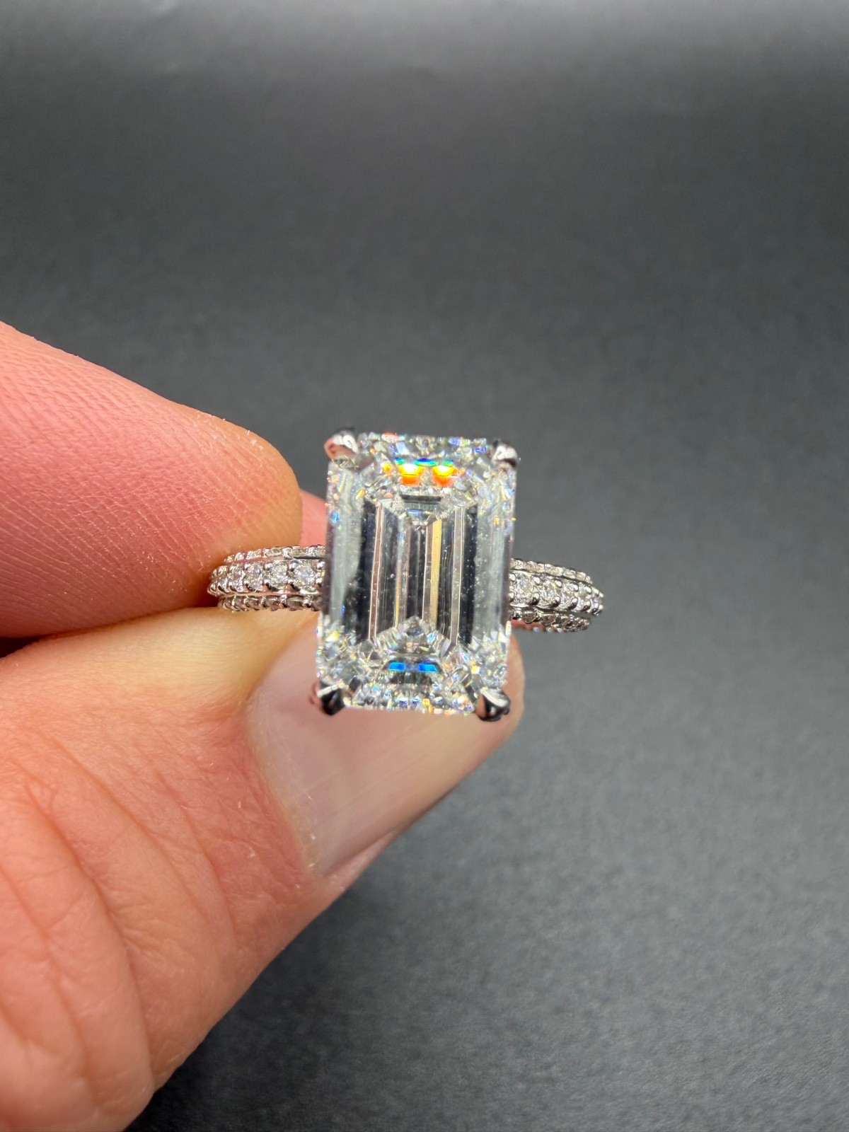 lab created diamond engagement ring 14k white gold