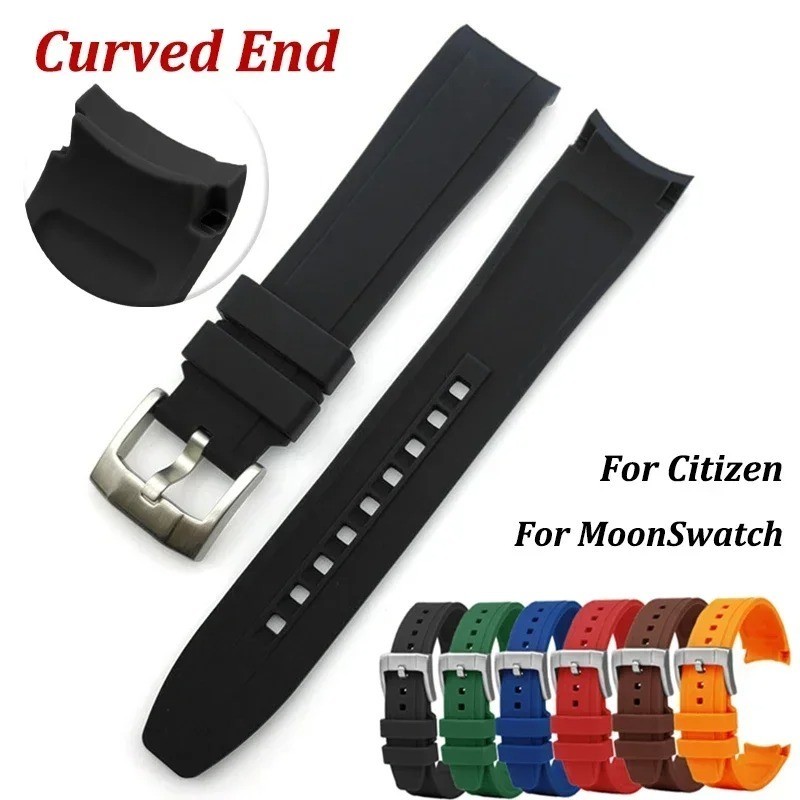 20 22mm Rubber Watch Band Premium Silicone Universal Curved Ends Rubber Strap
