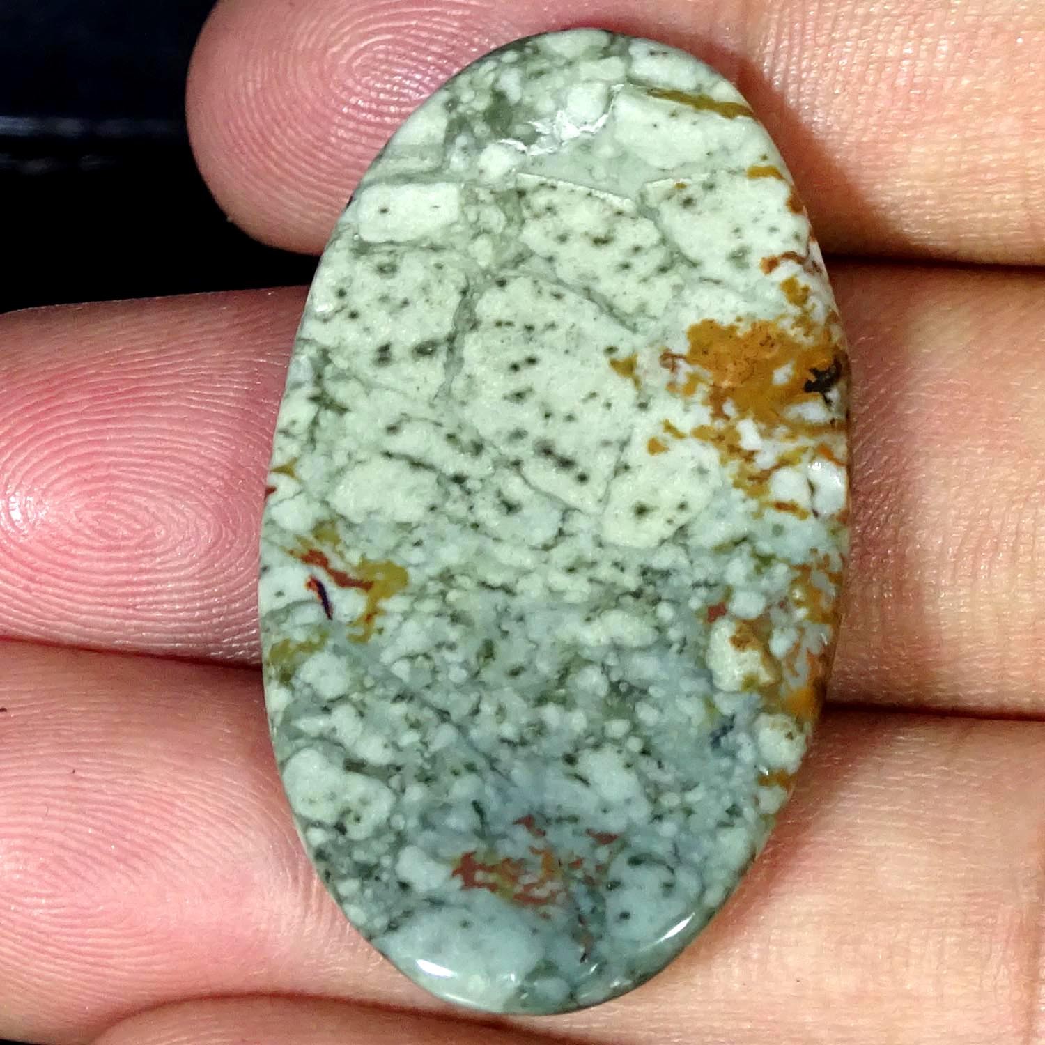 43.50Cts. Natural Picture Jasper Oval Cabochon Gemstone 23X41X5MM