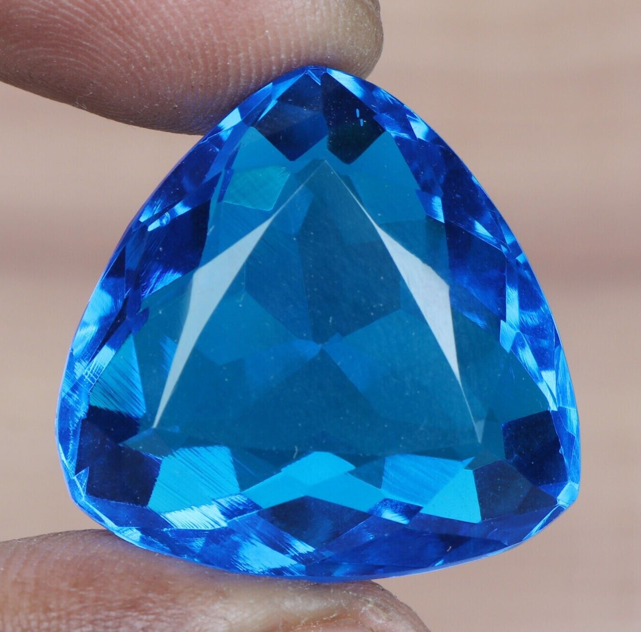 AAA+ Large Blue Topaz 72.25 Ct. Trillion Cut Faceted Loose Gemstone @Gifts Women