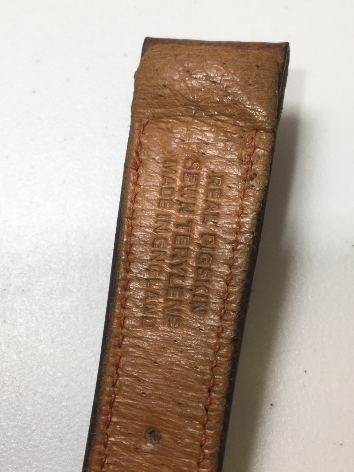 Vintage Pigskin Leather Watch Strap British Hand Made 1950s Open End 19mm N.O.S.