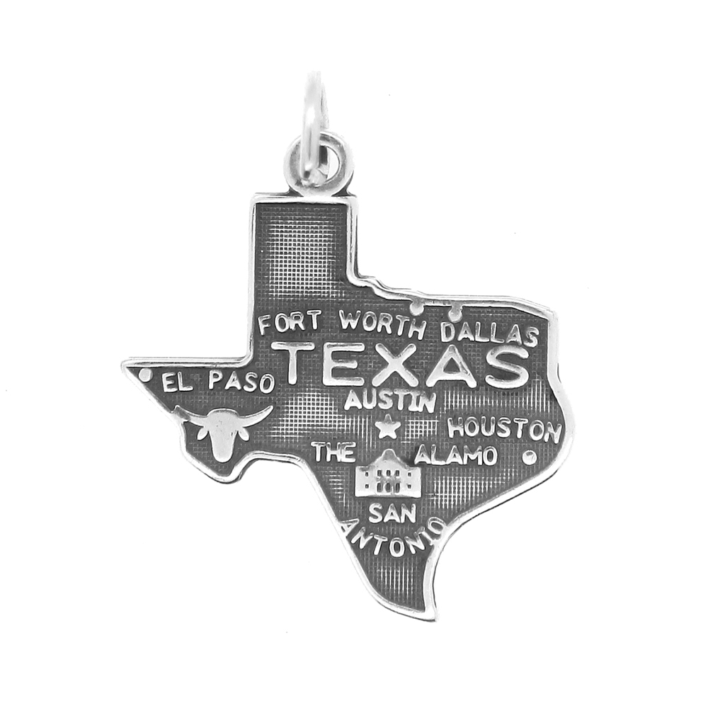 Sterling Silver Texas State Map Charm or Pendant