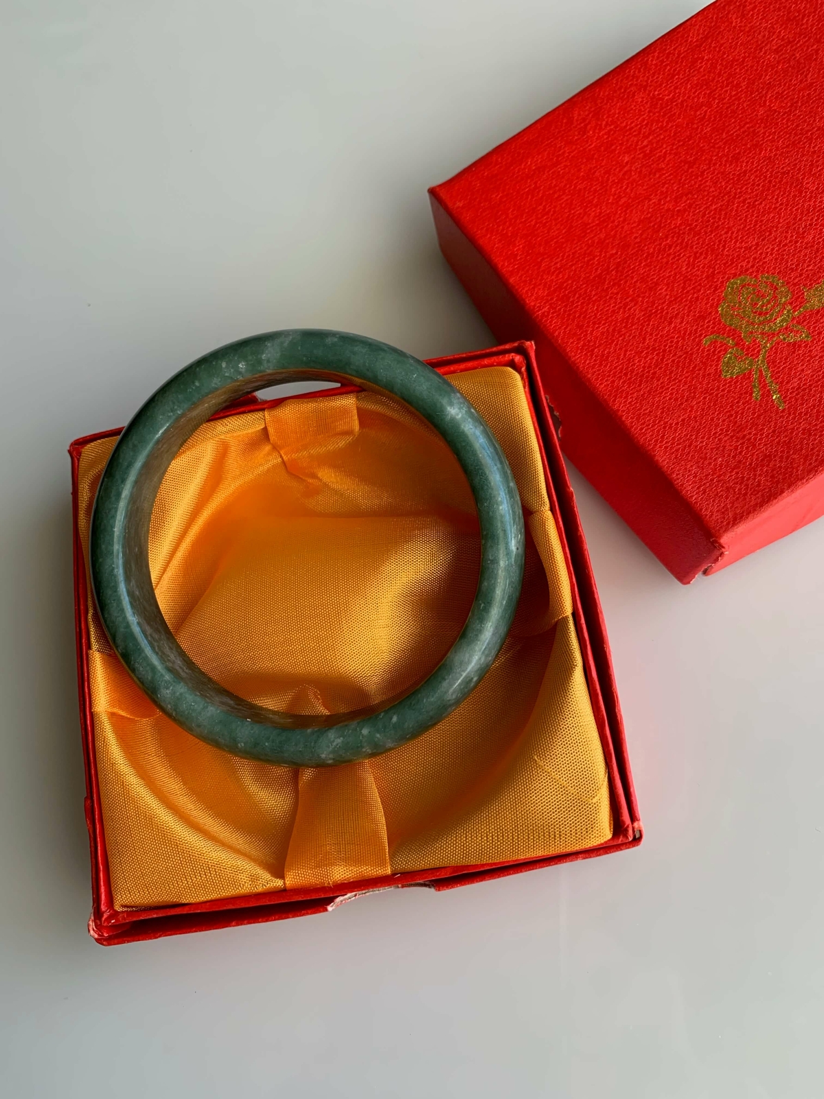 Beautiful Natural Real Chinese Green Jade Bangle Bracelet Emerald Green 61mm