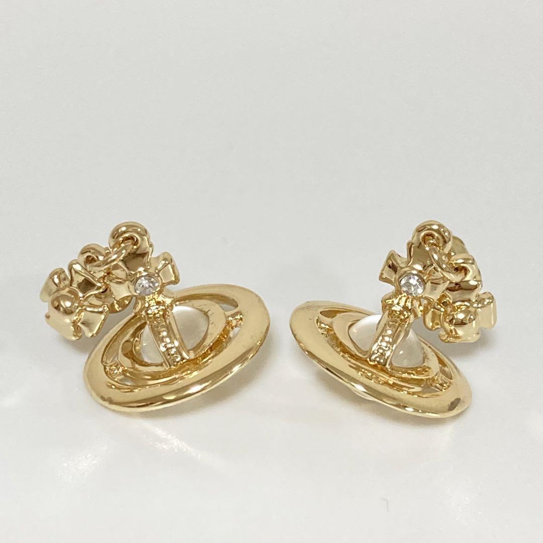 Vivienne Westwood Earrings Pierce Petite Orb Gold 2.5cm x 1.4cm w/drawstring