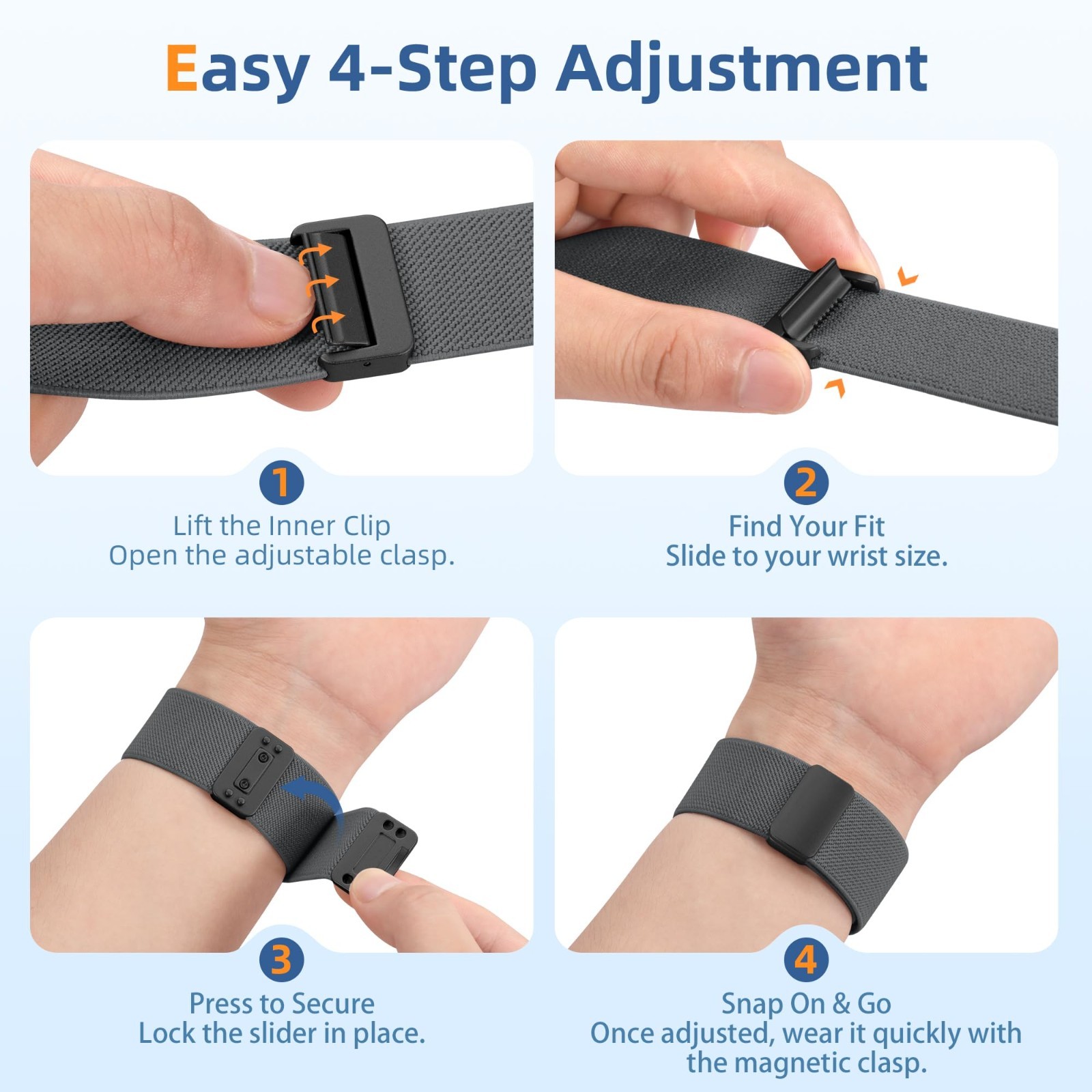 3 Pack Stretchy Magnetic Bands for Apple Watch 38mm-49mm, Nylon Waterproof Sport