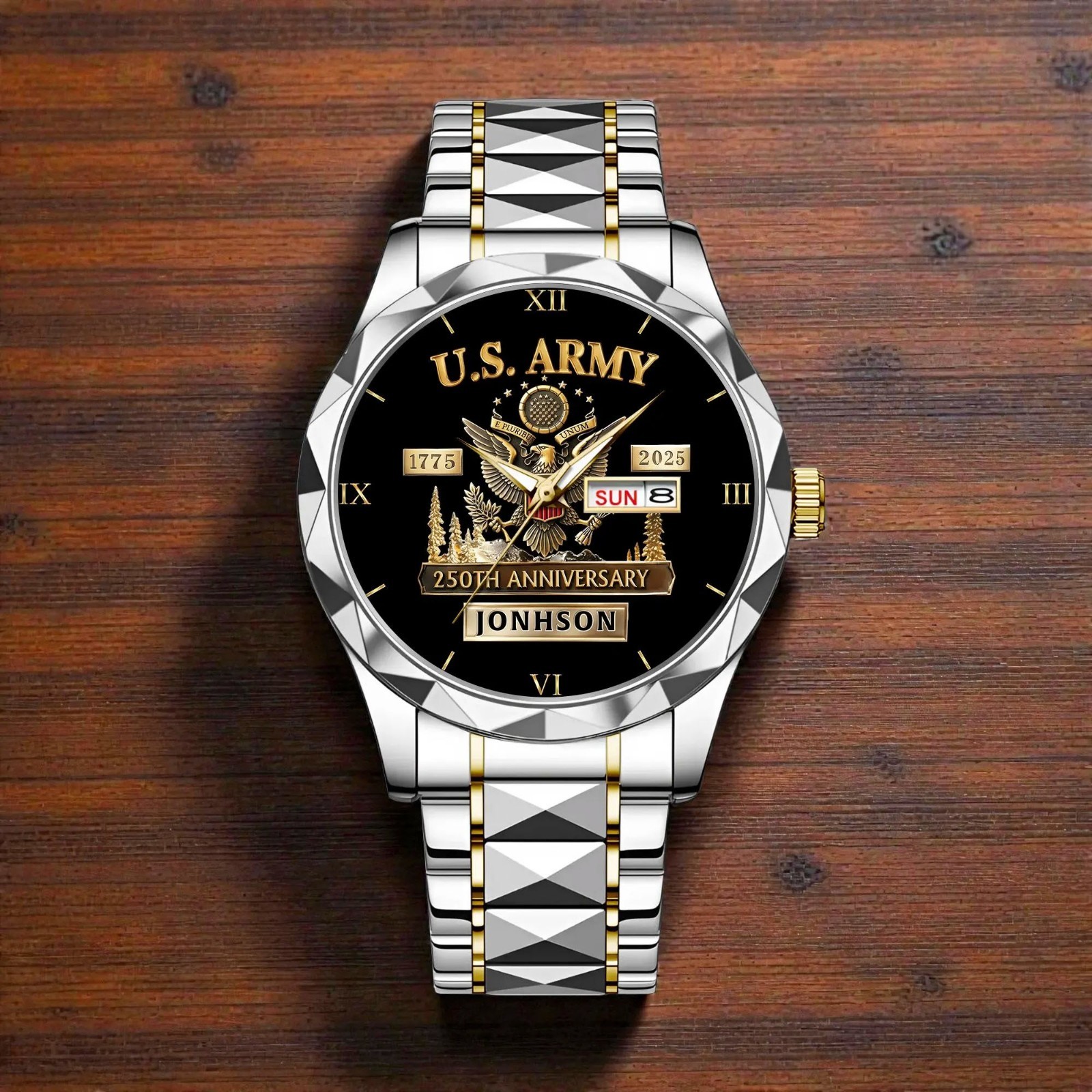 Personalized US Army 250th Anniversary Watch 1775-2025 Veteran Gift Custom Name!