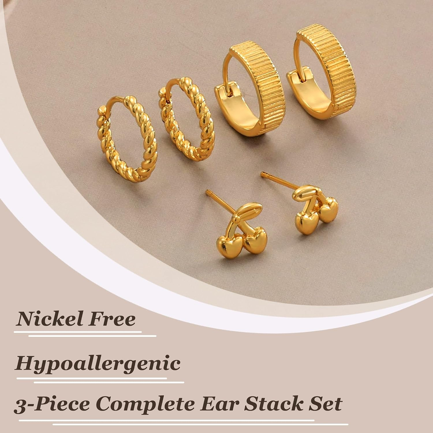 Gold Hoop Earrings for Women，Chunky 14K Gold Plated Trendy Cz Pearl Dangle Huggi