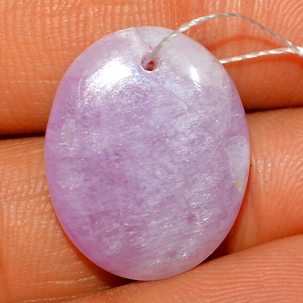 19 Cts Natural Kunzite Cabochon Front to back Drill Loose Gemstone 20x15mm #L191