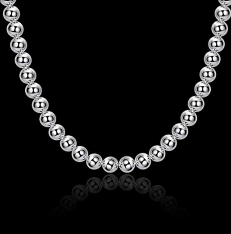 Mens Womens 925 Sterling Silver 6mm Hollow Balls Beads 20″ Chain Necklace #N262
