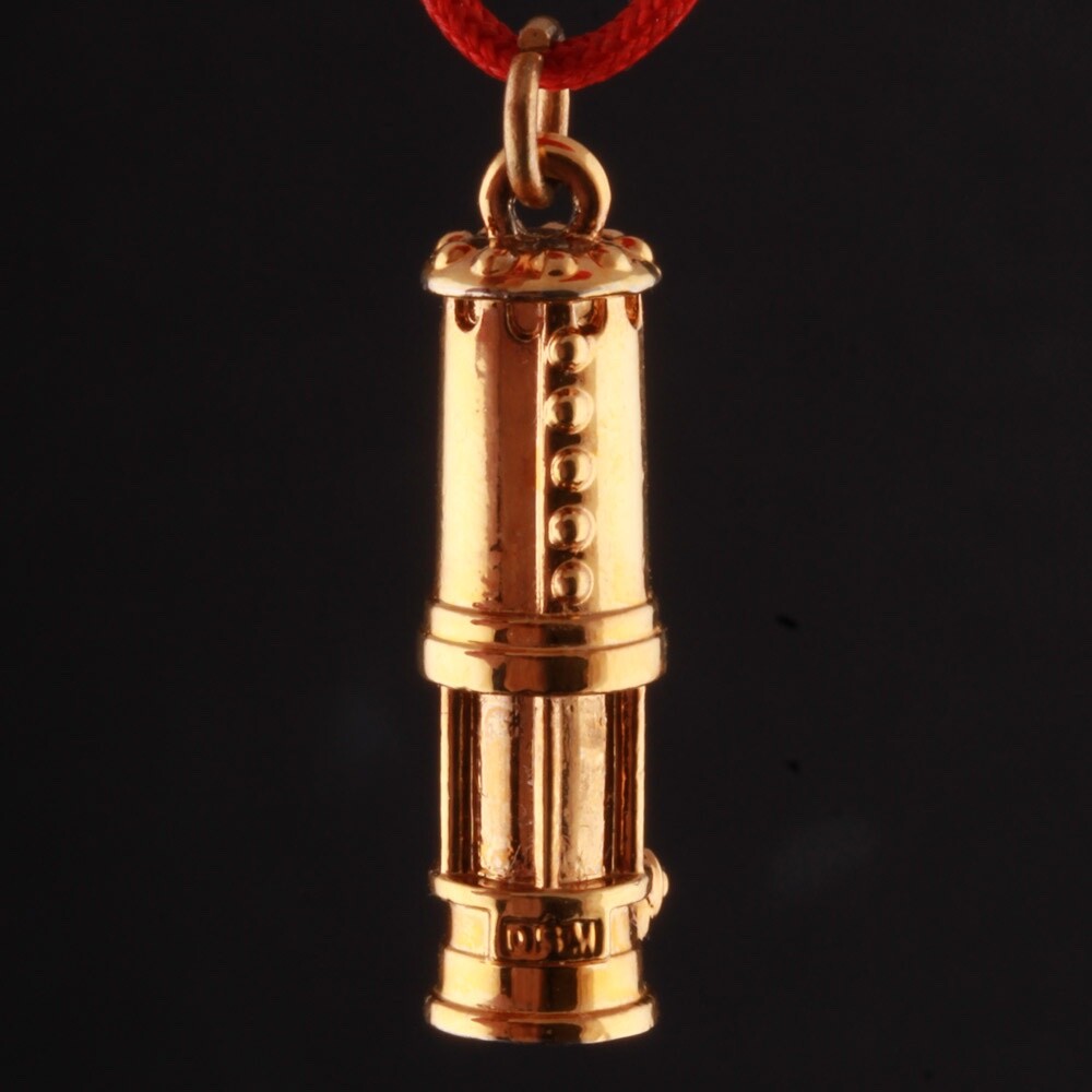 Gilded Minelamp with Red Georg Jensen Cord, 36 cm.