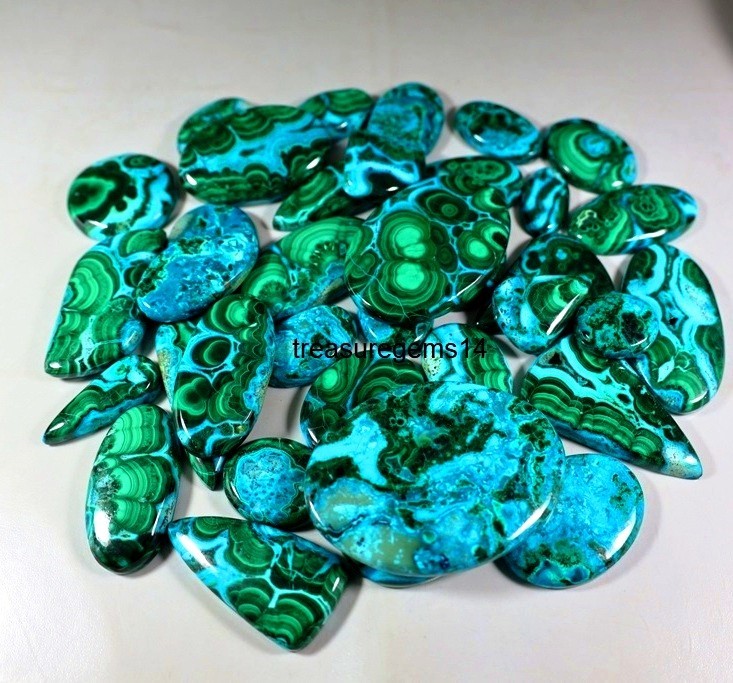 250 Ct Wholesale Lot Natural Chrysocolla Malachite Cabochon Jewelry Gemstone